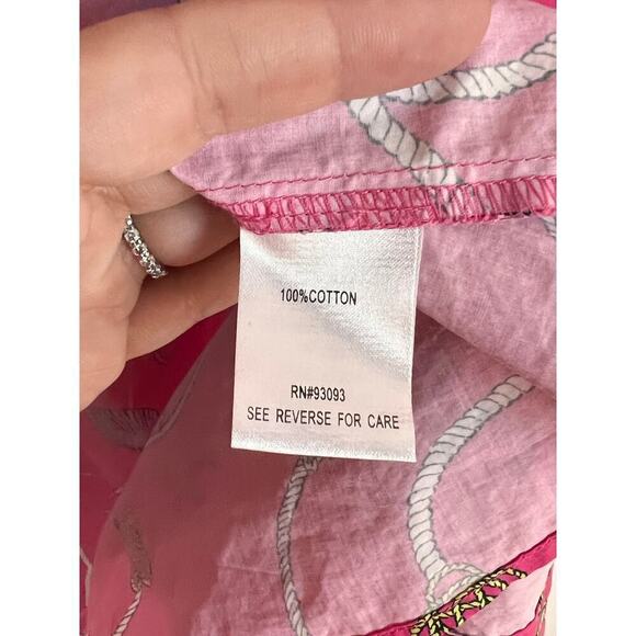 Tyler Boe Cotton Sailboat Shell Rope Pink Button Down Top Size M - Picture 7 of 11